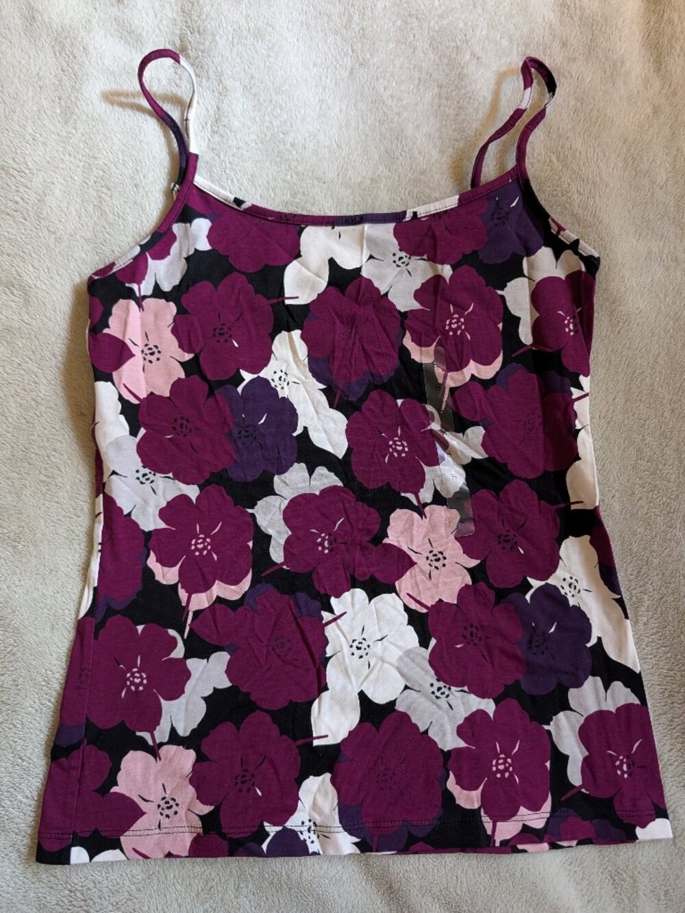WOMEN'S ANN TAYLOR LOFT TANK TOP Cami S Small Flowers Purple White Pattern Pink